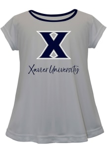 Xavier Musketeers Toddler Girls Grey Script Blouse Short Sleeve T-Shirt