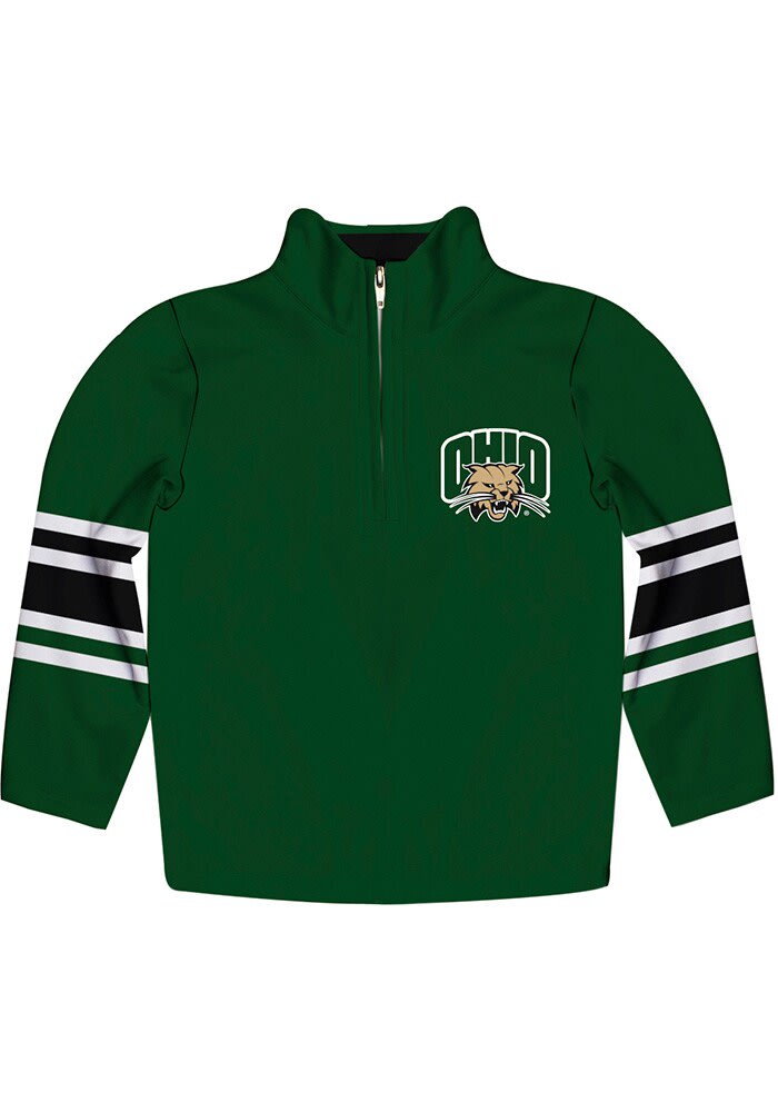 Vive La Fete Ohio Bobcats Toddler Green Stripe Long Sleeve 1/4 Zip