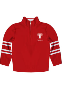Temple Owls Toddler Red Stripe Long Sleeve 1/4 Zip