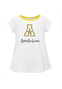 Vive La Fete Appalachian State Mountaineers Girls White Script Blouse Short Sleeve Tee
