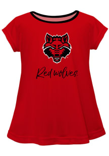 Arkansas State Red Wolves Girls Red Script Blouse Short Sleeve Tee