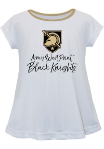 Vive La Fete Army Black Knights Girls White Script Blouse Short Sleeve Tee