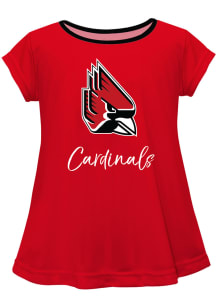 Ball State Cardinals Girls Red Script Blouse Short Sleeve Tee