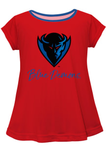 DePaul Blue Demons Girls Red Script Blouse Short Sleeve Tee