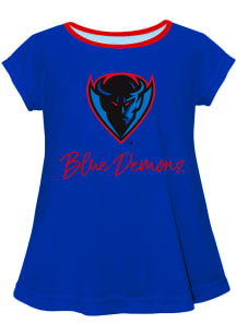 DePaul Blue Demons Girls Blue Script Blouse Short Sleeve Tee
