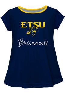 East Tennesse State Buccaneers Girls Blue Script Blouse Short Sleeve Tee