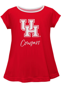 Houston Cougars Girls Red Script Blouse Short Sleeve Tee