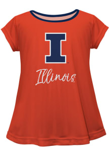 Illinois Fighting Illini Girls Orange Script Blouse Short Sleeve Tee