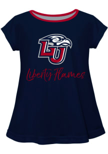 Vive La Fete Liberty Flames Girls Navy Blue Script Blouse Short Sleeve Tee