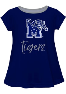 Memphis Tigers Girls Blue Script Blouse Short Sleeve Tee