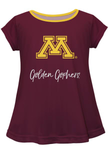 Girls Minnesota Golden Gophers Maroon Vive La Fete Script Blouse Short Sleeve T-Shirt