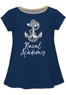 Navy Midshipmen Girls Navy Blue Script Blouse Short Sleeve Tee