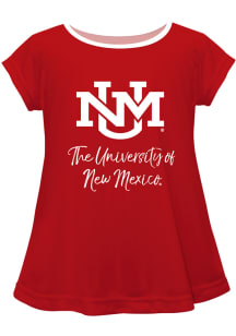 New Mexico Lobos Girls Red Script Blouse Short Sleeve Tee
