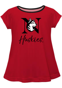 Northeastern Huskies Girls Red Script Blouse Short Sleeve Tee