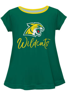 Northern Michigan Wildcats Girls Green Script Blouse Short Sleeve Tee