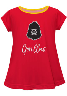 Pitt State Gorillas Girls Red Script Blouse Short Sleeve Tee