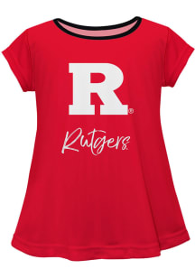 Girls Red Rutgers Scarlet Knights Script Blouse Short Sleeve T-Shirt