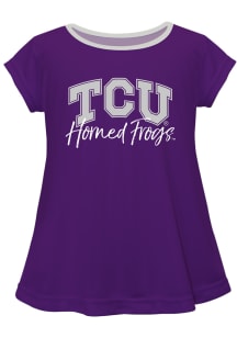 TCU Horned Frogs Girls Purple Script Blouse Short Sleeve Tee