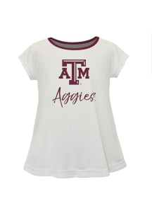 Texas A&amp;M Aggies Girls White Script Blouse Short Sleeve Tee