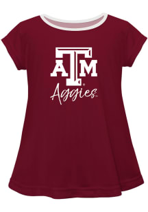 Texas A&amp;M Aggies Girls Maroon Script Blouse Short Sleeve Tee