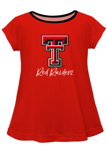 Texas Tech Red Raiders Girls Red Script Blouse Short Sleeve Tee