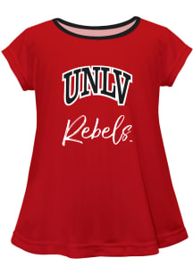 UNLV Runnin Rebels Girls Red Script Blouse Short Sleeve Tee