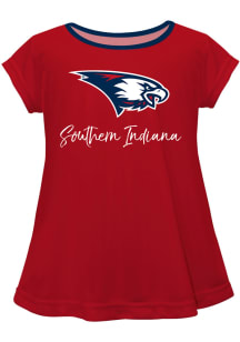 Southern Indiana Screaming Eagles Girls Red Script Blouse Short Sleeve Tee