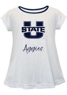 Utah State Aggies Girls White Script Blouse Short Sleeve Tee