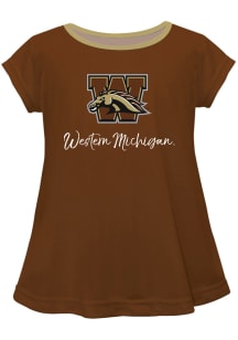 Western Michigan Broncos Girls Brown Script Blouse Short Sleeve Tee