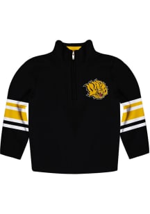 Arkansas Pine Bluff Golden Lions Youth Black Stripe Long Sleeve Quarter Zip Shirt