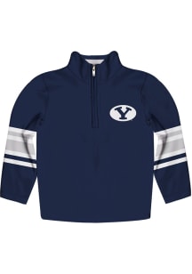 BYU Cougars Youth Navy Blue Stripe Long Sleeve Quarter Zip Shirt