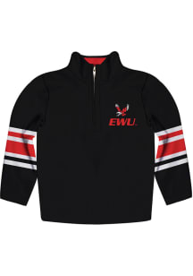 Eastern Washington Eagles Youth Black Stripe Long Sleeve Quarter Zip Shirt