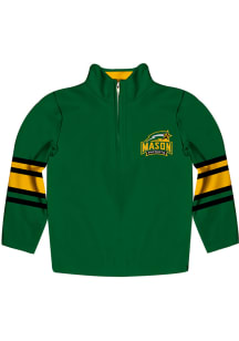 George Mason University Youth Green Stripe Long Sleeve Quarter Zip Shirt
