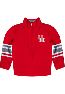 Houston Cougars Youth Red Stripe Long Sleeve Quarter Zip Shirt