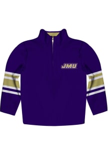 James Madison Dukes Youth Purple Stripe Long Sleeve Quarter Zip Shirt