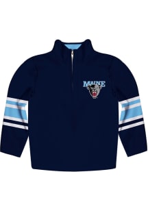 Maine Black Bears Youth Navy Blue Stripe Long Sleeve Quarter Zip Shirt