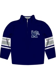 Memphis Tigers Youth Blue Stripe Long Sleeve Quarter Zip Shirt