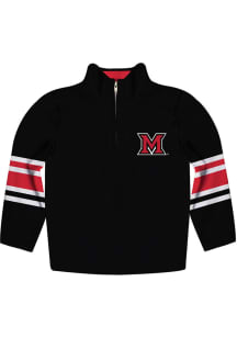 Miami RedHawks Youth Black Stripe Long Sleeve Quarter Zip Shirt