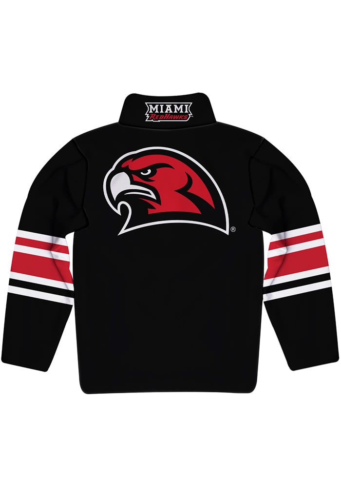 Vive La Fete Miami RedHawks Youth Black Stripe Long Sleeve Quarter Zip Shirt