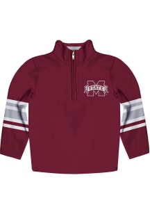 Mississippi State Bulldogs Youth Maroon Stripe Long Sleeve Quarter Zip Shirt