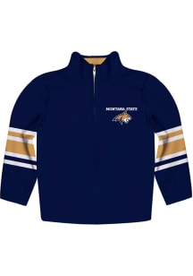 Montana State Bobcats Youth Navy Blue Stripe Long Sleeve Quarter Zip Shirt