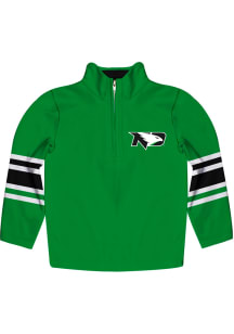 North Dakota Fighting Hawks Youth Green Stripe Long Sleeve Quarter Zip Shirt