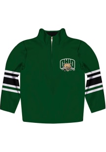 Ohio Bobcats Youth Green Stripe Long Sleeve Quarter Zip Shirt