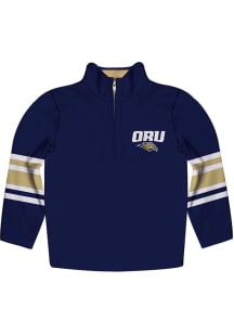 Oral Roberts Golden Eagles Youth Navy Blue Stripe Long Sleeve Quarter Zip Shirt