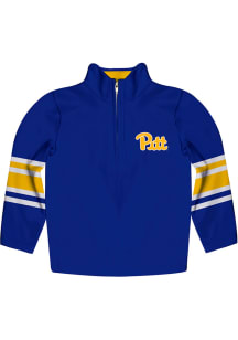 Pitt Panthers Youth Blue Stripe Long Sleeve Quarter Zip Shirt