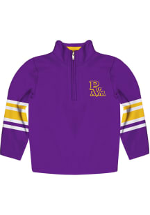 Prairie View A&amp;M Panthers Youth Purple Stripe Long Sleeve Quarter Zip Shirt