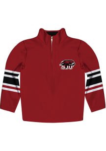 Saint Josephs Hawks Youth Red Stripe Long Sleeve Quarter Zip Shirt