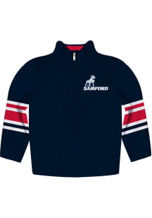 Samford University Bulldogs Youth Navy Blue Stripe Long Sleeve Quarter Zip Shirt