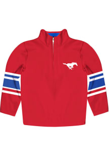SMU Mustangs Youth Red Stripe Long Sleeve Quarter Zip Shirt