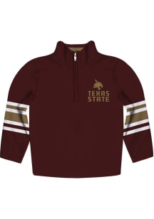 Texas State Bobcats Youth Brown Stripe Long Sleeve Quarter Zip Shirt